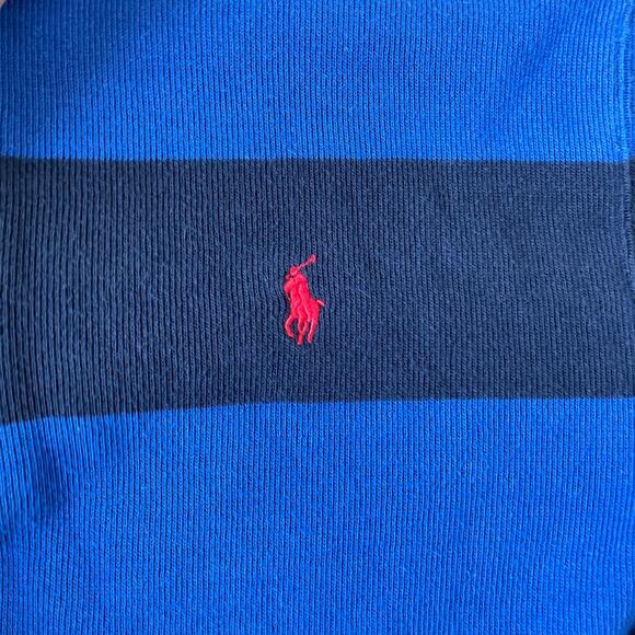 Polo Ralph Lauren Sweater Kids L 14-16 Blue Striped 1/4 Zip Mock Neck Preppy - Picture 6 of 12